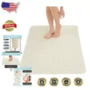 Beige 47x32 Non-Slip Shower Mat with Suction Cups - Maximum Safety & Comfort