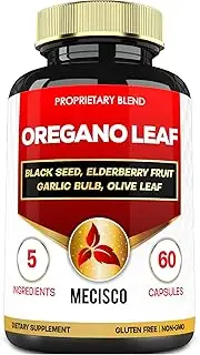 5in1 Oregano Capsules with Oregano Leaves and Black Seed, Elderberry, Garlic Bulb, and Olive - Support Immune & Digestive Health for Men and Women - 60 Count for 2 Months Supply
