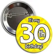 [Lunch Money] It's My 30th Birthday Novelty Fun Badge Button Pin 30 Today