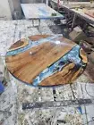 Custom Epoxy Table Tops Handmade Round Acacia Wooden Home Interiors 52" Inches