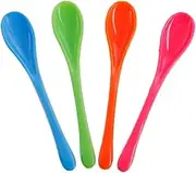 SURALIN Set of 4 Colourful Plastic Spoons, Small Spoons, Coffee Spoons, Egg Spoons, Dessert Spoons, ice Cream Spoons, Plastic
