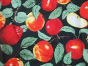 RED APPLES On Green Leaves Robert Kaufman Cotton Fabric 25" X44" W