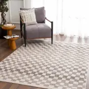 Size: 2'7"x4' Rectangle - Benjy Beige Checkered Area Rug
