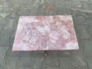 Rose Quartz Stone Coffee Table Top, Quartz Stone Center Table Top Decor
