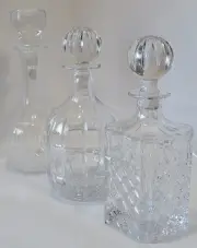 Vintage Leaded Crystal Whiskey Decanters With Stoppers Lot Of 3 Poland & France