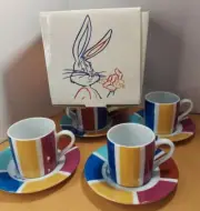 warner bros looney tunes Denitasse Cups & Saucers NIB