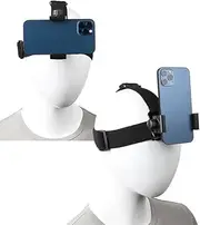 Head-Mounted Mobile Phone Holder, First-Person View Video Outdoor Live Shooting Bracket with Phone Clip(4"-7") for iPhone Smartphones and GoPro Insta360 Sony DJI Action Camera Head Mount Strap