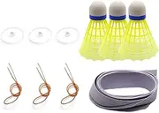 Badminton Trainer Kit, Portable Elastic Rebounder, Adjustable Suspension Cord, Glowing Shuttlecock Beginner-Friendly, Solo Practice and Skill Training, 8.2x6.5cm Yellow