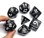 Dungeons and Dragons D&D Giant Black 25mm Polyhedral Dice Set - RPG Dice Bag ...