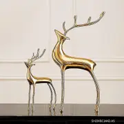 Nordic Christmas Reindeer Figurine Geometric Metal Elk Standing Elk Deer Statue For Home Office Decoration Christmas Decoration Small and Large