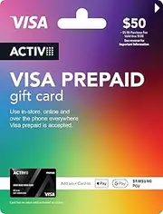 $50 Activ Visa Rainbow Gift Card - Delivered by mail (plus $5.95 Purchase Fee)
