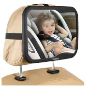 Baby Car Mirror Backseat Mirror Super Clear PMMA Size Secure Shatterproof, Black