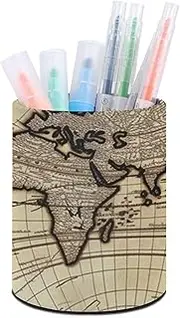GBNMQED Round Pencil Holder Ancient Map World Globe Pen Holder for Desk Pen Cup Waterproof Desktop Organizer for Home Office Supplies Makeup Brush Holder