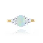 18ct Yellow Gold 0.85ct Opal And Trefoil Diamond 3 Stone Style Ring
