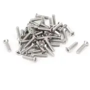 M3x14mm Phillips Flat Countersunk Head Machine Screws Silver Tone 50pcs