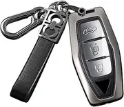 ontto Metal Car Key fob Cover Fit for Mitsubishi Outlander 2022 2023 2024 Remote leather Key case keyring Key Shell holder bag keychain
