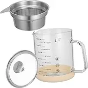 FONDOTIN Capacity Grease Separator with Fine Mesh Filter Oil Strainer Jug for Kitchen Comfortable Handle for Efficient Grease Storage and Filtration