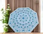 48" Luxury White Marble Table with Turquoise Inlay Art Hallway Design Furniture
