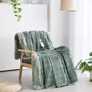 Dreamaker Eyelash Fleece Reversible Heated Throw Faded Green & Sage
