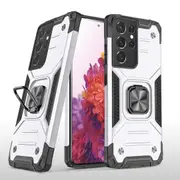 MCC Shockproof Samsung Galaxy S22 Ultra 5G Heavy Duty Case Cover Ring [Silver]