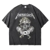 在飛比找ETMall東森購物網優惠-搖滾Metallica金屬樂隊潮牌T恤阿美咔嘰重磅寬松純棉復