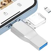 Chasisna 3-in-1 USB Stick for Phone 64GB Memory Stick with USB, iOS and Type-C Port for Transferring Photos and Videos