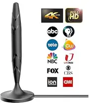 Amplified Indoor Digital TV Antenna – Best Powerful Amplifier, Signal Booster & Has up to 350+ Miles Range, Support 8K 4K Full HD Smart and Older Tvs with 9.9 ft Coaxial Cable [2023 Release]