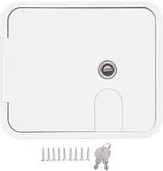 RV Electric Power Cord Hatch Cover with Stainless Steel Lock and Keys, Trailer Power Cable Storage Door, 180 Degree Opening Electrical Access Door for RV, Trailer