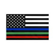 Thin Blue Red Green Line Flag 3ft X 5ft Support Police & Firefighter & Military