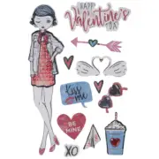Trendy Girl Valentine's Day 3D Stickers Planner Supply Scrapbook Crafts