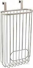Spectrum Ashley Over The Cabinet Plastic Bag Holder (Satin Nickel Powder Coat) - Grocery & Recycling Bag Dispenser for Kitchen, Bathroom, Under Sink, Home, & Apartment Organization