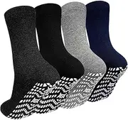 [ZAKASA] Non Slip Grip Socks - Non Skid Crew Grippy Socks for Men Women Anti Slip Gripper Socks for Elderly Hospital Yoga