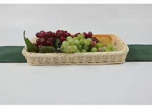 超市環保塑編仿藤編超市面包籃長方形塑膠托盤水果籃子蛋糕籃筐子