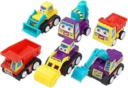Kisangel 12pcs Mini Friction Powered Engineering Vehicle Safe Early Educational Cars for Bright Colors for Playtime and Learning Random Color