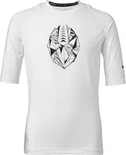 [Nike] Pro Boy's Half-Sleeve Football Compression Shirt (White/Black, Small)