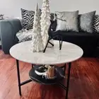 Small Round Sintered Stone Coffee Table with Bottom Storage Kitchen Bistro Table