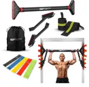Pull Up Bar for Doorway With Resistance Bands & Wrist Wrap, Chin Up Bar.