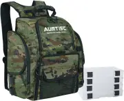 Fishing Tackle Backpack with 4 Tackle Boxes, Rod Holder, Protective Rain Cover,