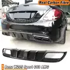 For Benz W205 Sport Bumper C63 AMG 2015-20 REAL Carbon Rear Bumper Diffuser Lip