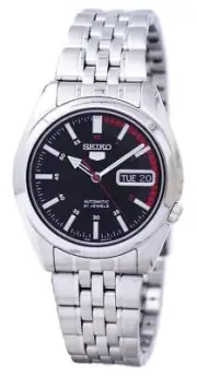 Seiko 5 Sports Automatic Day/Date Stainless Steel Black SNK375K1 30M Mens Watch