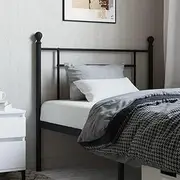 Metal Headboard Adjustable Frame, Black BedHead for Beds - Modern Wall Mounted Head Board with Sturdy Legs - 90cm