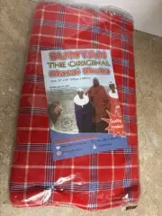 Suntan The Original Masai Shuka 57" x 79” Red Blue White Plaid African Wrap