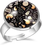 [FVQL] Adjustable Ring for Girls, leaves pattern, 0.67inch/1.7cm, Glass, glass