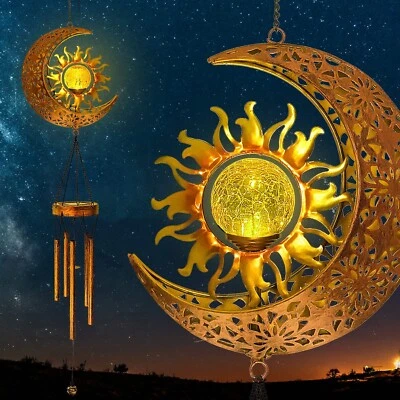 Solar Wind Chimes - Outdoor Hanging Outside Garden Decor Wind Chime Lights wi...