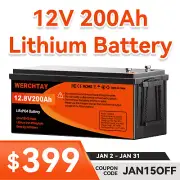 12V 200Ah Lithium Battery Iron Phosphate LiFePO4 Rechargeable Solar Camping RV