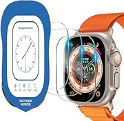 3 Pack Tempered Glass Screen Protector Compatible with Apple Watch Ultra 2/1 49mm,9HD Film with Auto-alignment Installation Frame for iWatch Ultra 49mm Series 8/9 - Clear