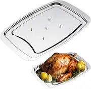 [KUYYFDS] Turkey Pan with Spikes, Stainless Steel Carving Tray, Spiked Meat Dish with Spiked Caps Polished Non-Slip Serving Tray Turkey Pan for Slicing, Cutting, Chopping