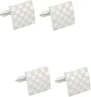 [DEARMAMY] Plaid Classic Gold Tuxedo Shirt Cuff Links for Wedding Shirts Shirt Accessories for Men for Groom Business present Silver Alloy