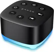 Portable White Noise Machine with 30 Sounds, Night Light & Timers - Black