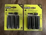 Lot of 2 - Ryobi 3/8 in. Drive SAE & mm Impact Socket Set (4-Piece each) - NEW